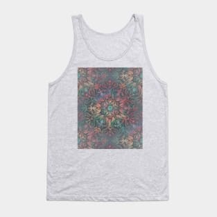 Winter Sunset Mandala in Charcoal, Mint and Melon Tank Top